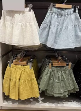 日单2025夏季棉童装女童迷你裙裤短裙短裤纯色公主裙防走光474712