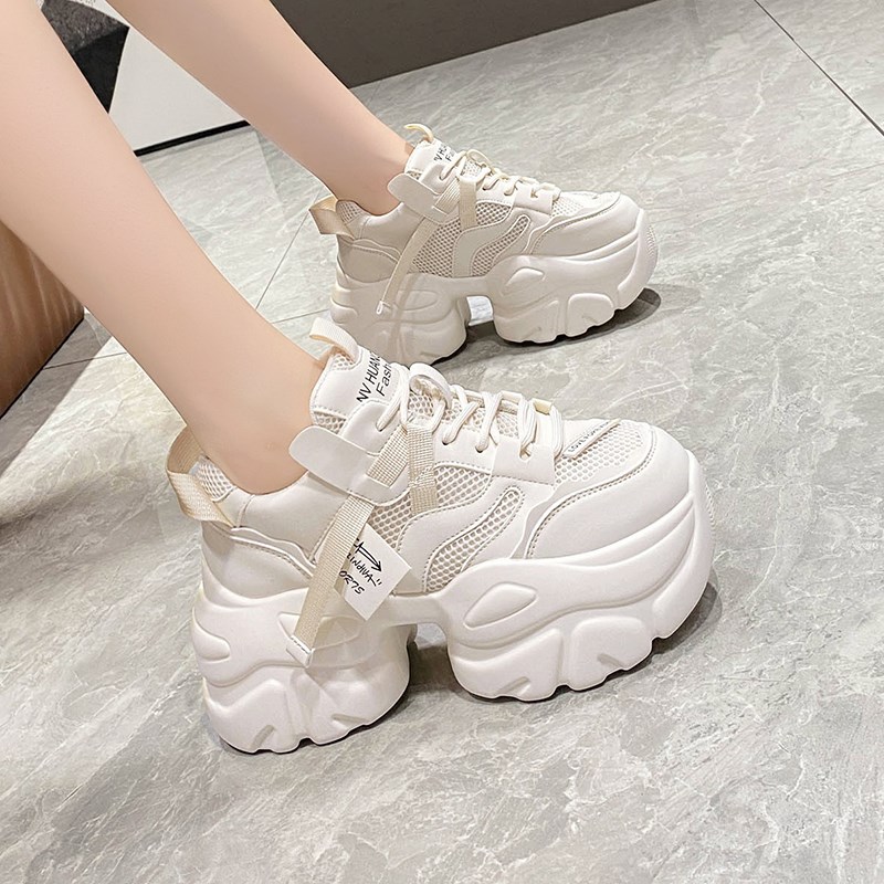 厚底老爹鞋女2023新款网u增高小白休闲运动夏季凉鞋透气百搭轻便
