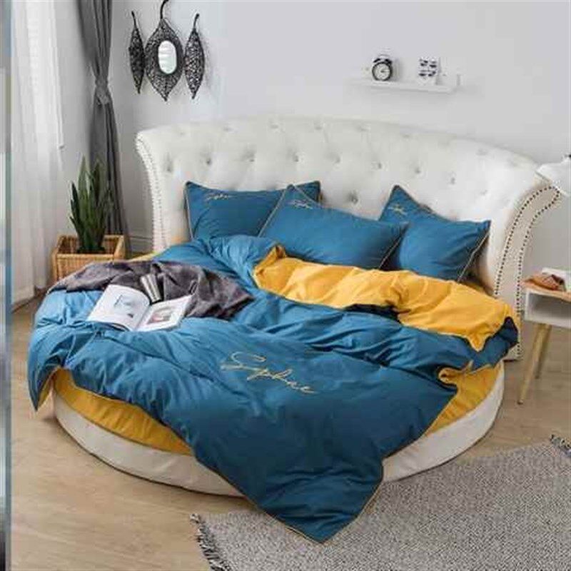 纯棉圆床四件套全棉床笠床罩圆形床单G床裙主题酒店宾馆床上用品