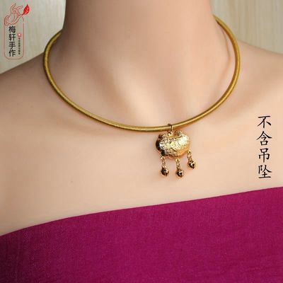 手工项圈吊坠绳子项链金锁银锁3D硬金diyN配件锁骨挂绳成人女颈链