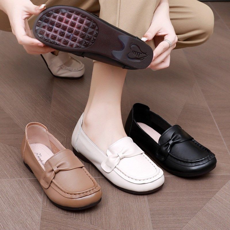 真皮牛筋软底妈妈鞋舒适女鞋春夏平底单鞋中老年小皮鞋软皮豆豆鞋,女鞋,乐福鞋（豆豆鞋）,淘宝优惠券,粉丝福利购,淘宝优惠卷