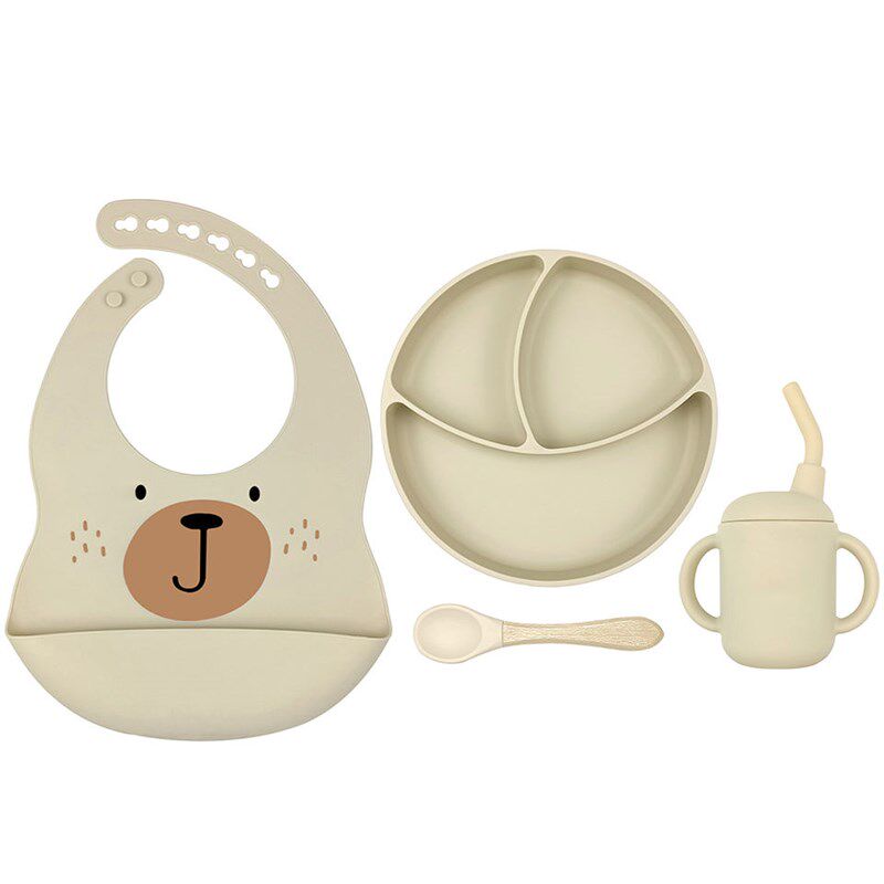 食品级硅胶吸盘餐盘围兜水杯套装学饮杯餐具耐摔R儿童宝宝分隔餐