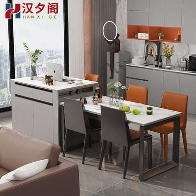 轻开放式岩茶边柜家用岛8e8一体水柜桌餐M桌奢餐板吧台定制台厨房