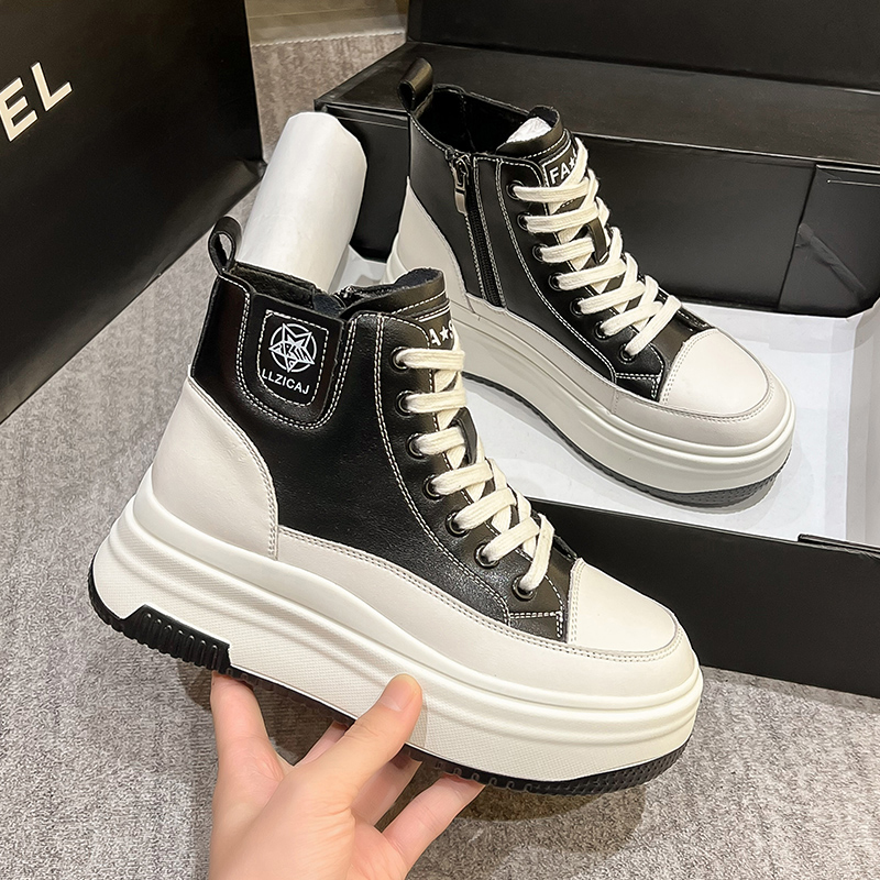 白色高筒鞋女厚底加o绒短靴x松糕小白鞋运动鞋网红爆款休闲板鞋