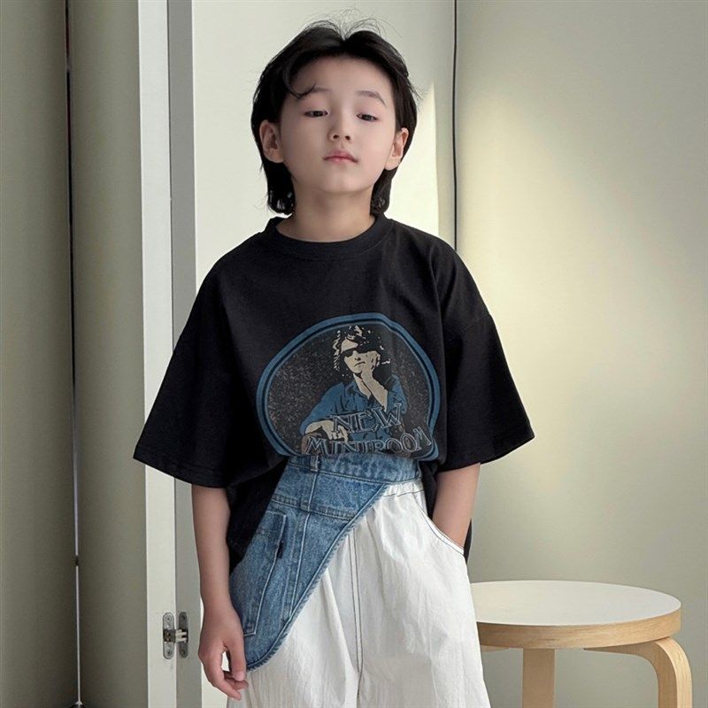 男童短袖儿童t恤上衣夏装2025夏季新款童装男孩半袖纯棉黑色衣服t,童装/婴儿装/亲子装,T恤,淘宝优惠券,粉丝福利购,淘宝优惠卷