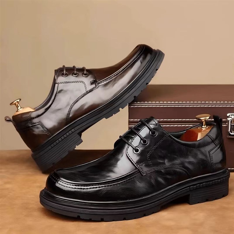 皮鞋男2025春季新款真皮透气商务正装休闲鞋英伦风增高新郎结婚鞋