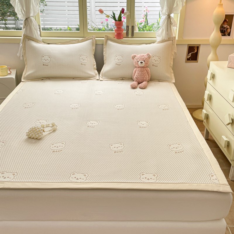 冰丝凉席三件套1.8m 婴幼PE凉感豆豆席可机洗折叠夏季空调软席子