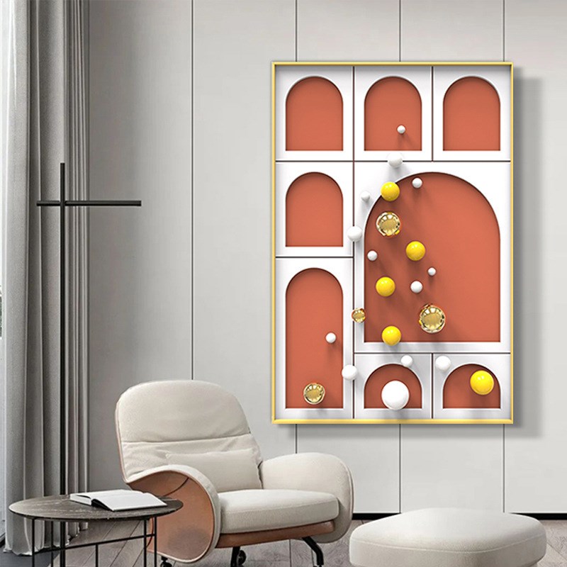 立体金属球实物画现代轻奢客厅沙发背景墙装饰画走廊过道玄关挂画