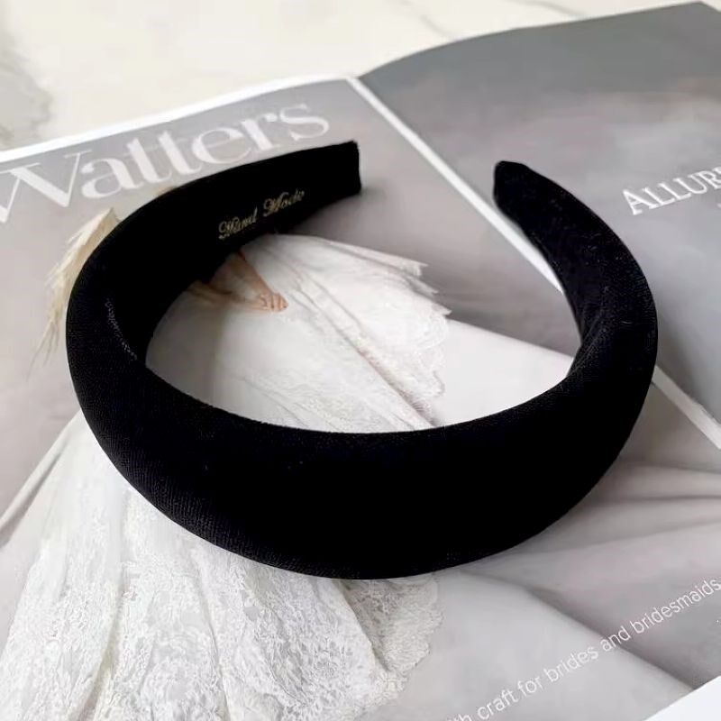 韩国复古黑色丝绒高颅顶宽发箍高级感百搭气质厚海绵头箍头饰冬女