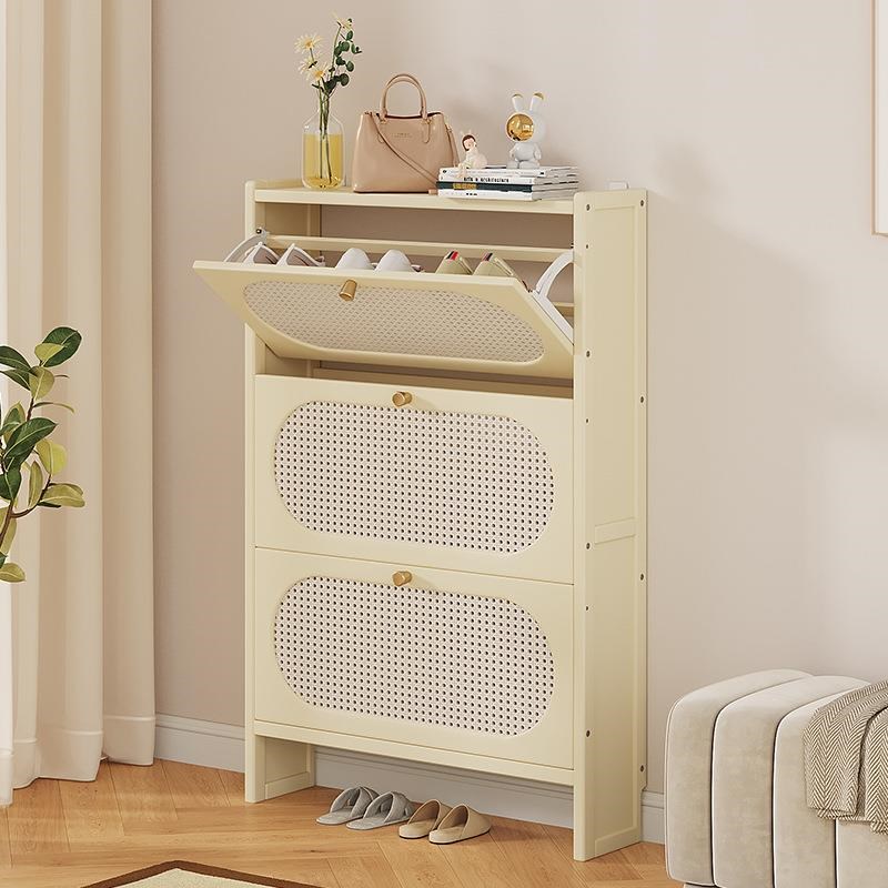 奶油风超薄鞋柜17翻斗家用门口鞋架极窄容量鞋架子门简约新款收纳