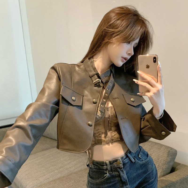 高级感皮衣短外套女2024年秋季新款短款时尚气质PU皮洋气穿搭上衣