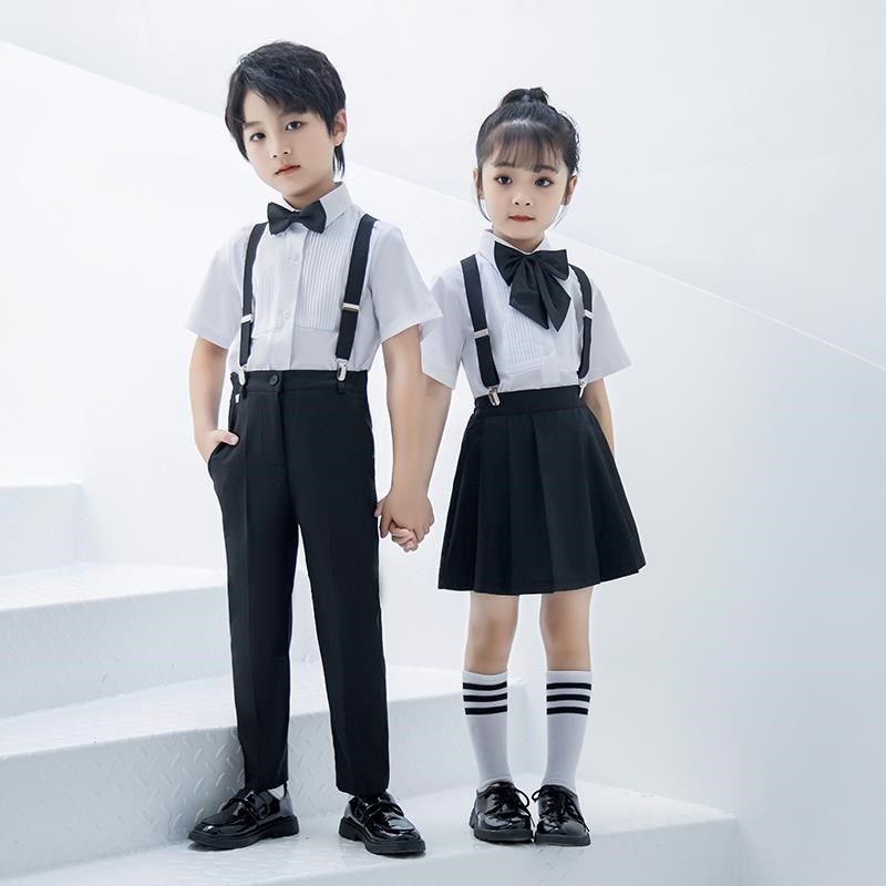 主持人礼服女童男童端庄大气中学生演出服儿童大合唱朗诵表演服装图片
