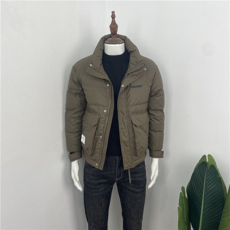 男羽绒服a2023冬季新款加厚立领亮皮亮色上衣短款男外套修身保暖