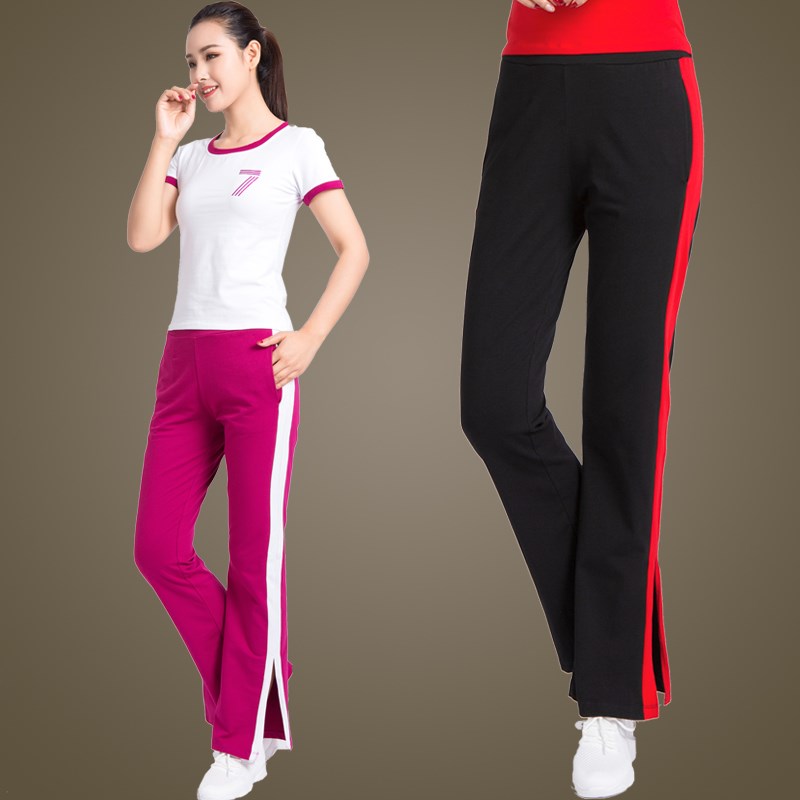 春夏季广场舞服装女新款纯棉舞蹈裤子微H喇跳舞衣服直筒练功长裤
