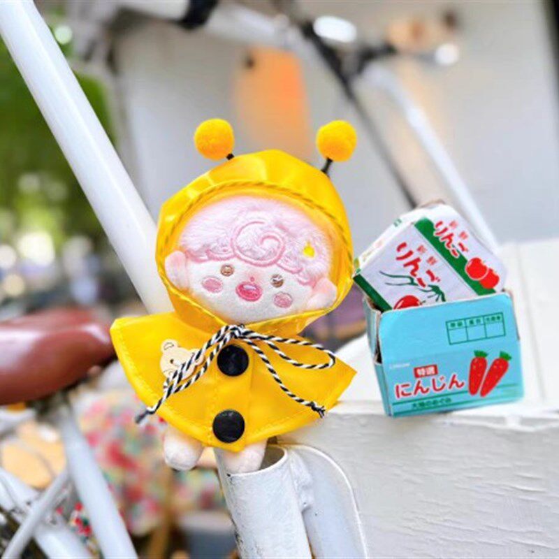 新品可爱10cm娃衣雨衣棉花娃娃衣服可爱透明雨衣玩偶娃衣外出挂件