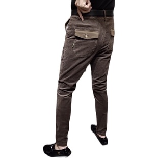 1929秋冬男h士平绒直筒休闲裤咖色D商务男裤长裤时尚中年裤子男百