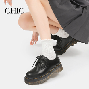 CHIC奇柚/小皮鞋女2025春季新款厚底乐福鞋真皮女鞋子爆款单鞋女