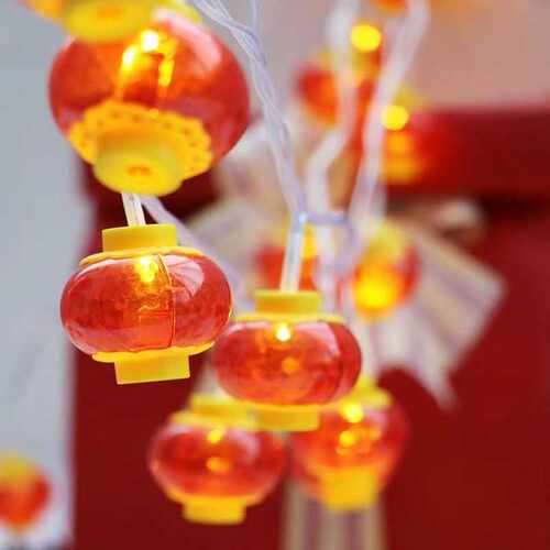 LED春节新年庭院喜庆布置装饰大红灯笼中国结福字挂件灯串彩灯串