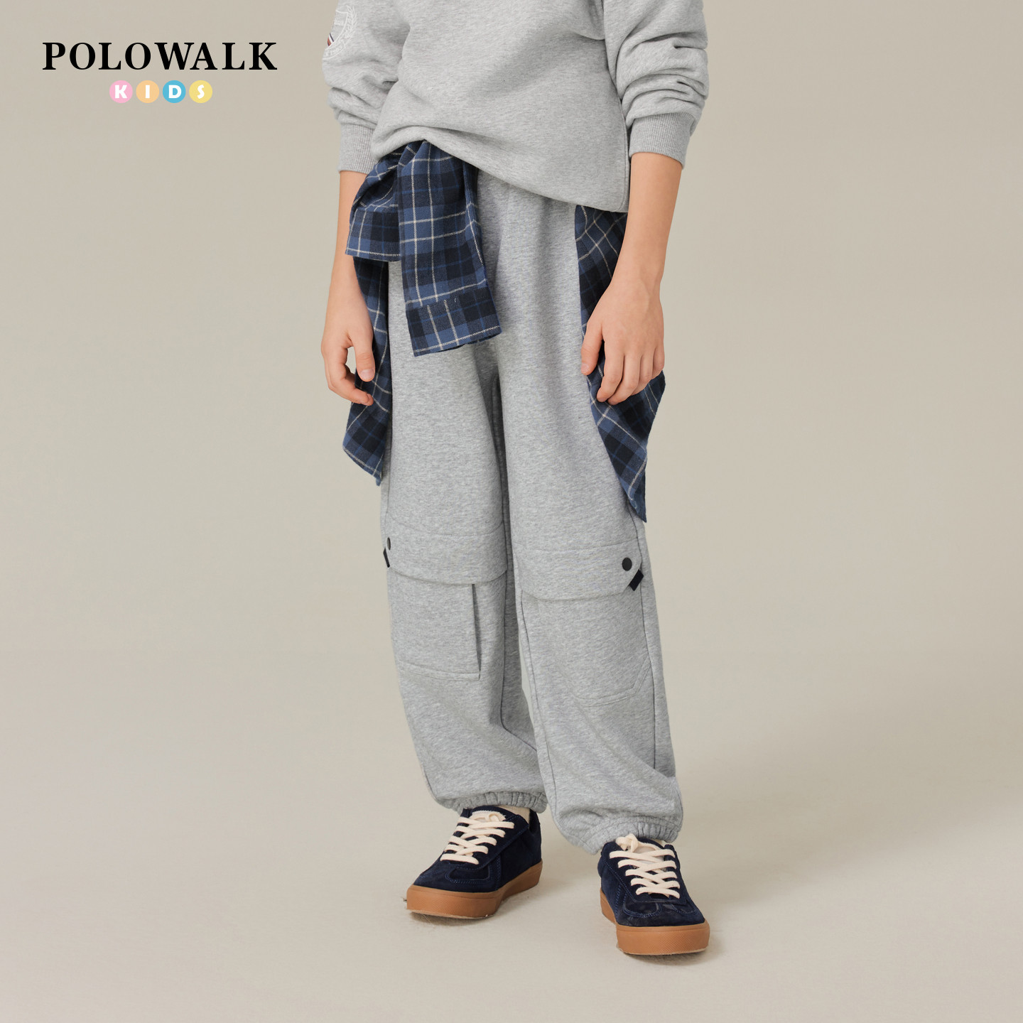 POLOWALK童装男童卫裤2026春夏新品束脚裤子中大童运动百搭休闲裤