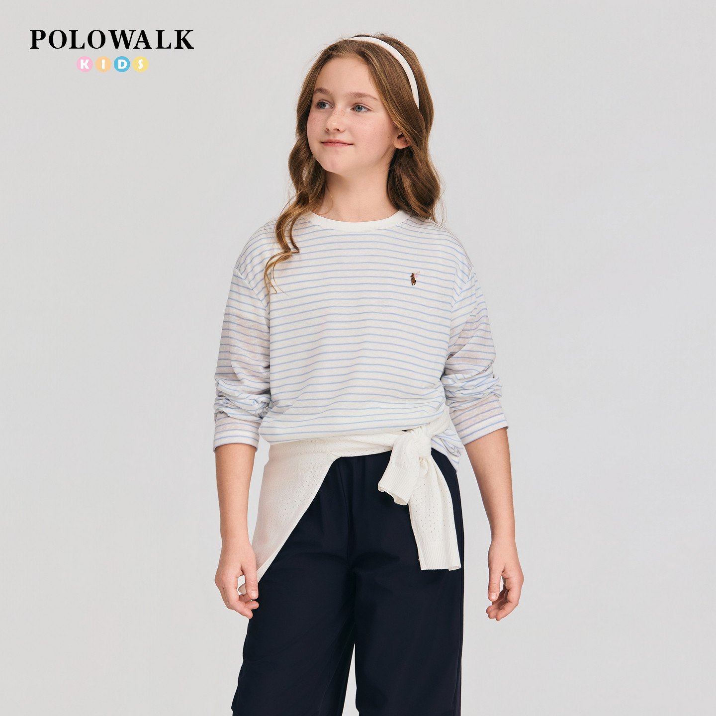 【莱赛尔】POLOWALK童装女童长袖T恤2026夏季薄款儿童打底衫上衣