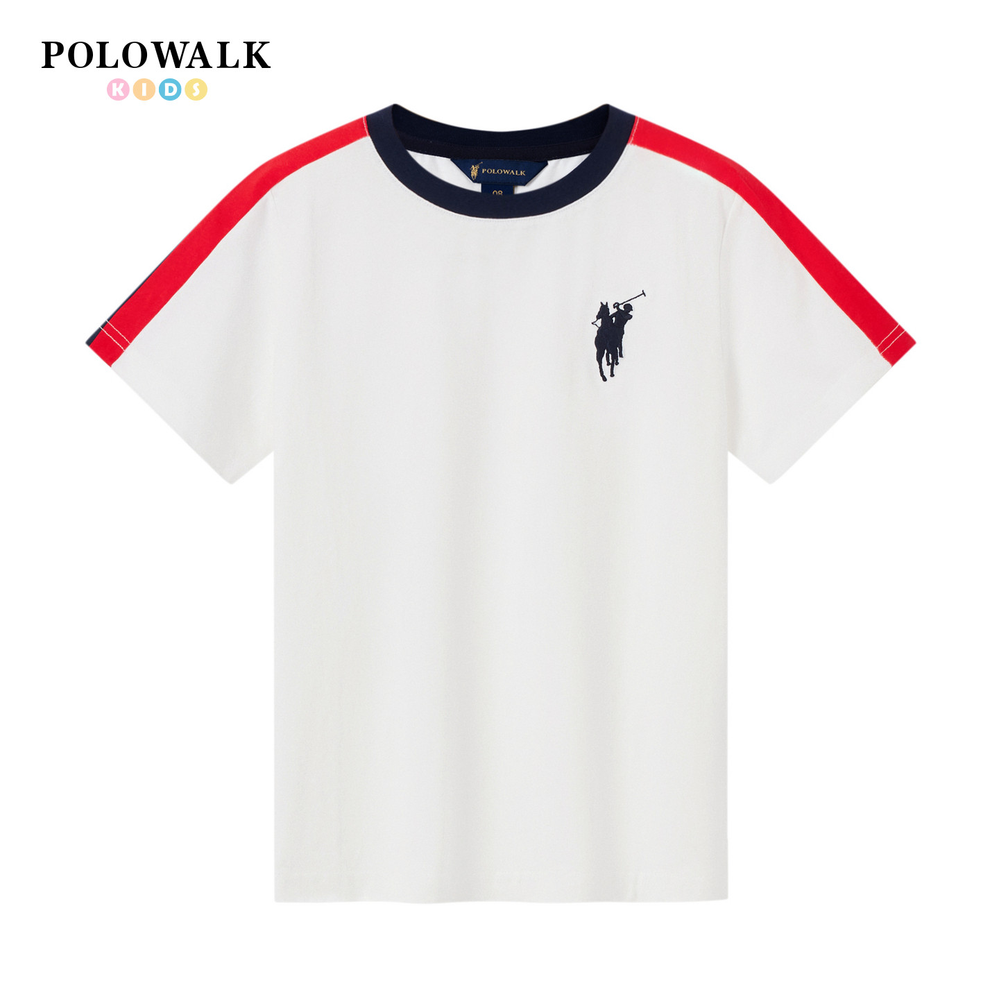 POLOWALK童装2026夏季新品男童短袖T恤撞色拼接POLO衫圆领上衣