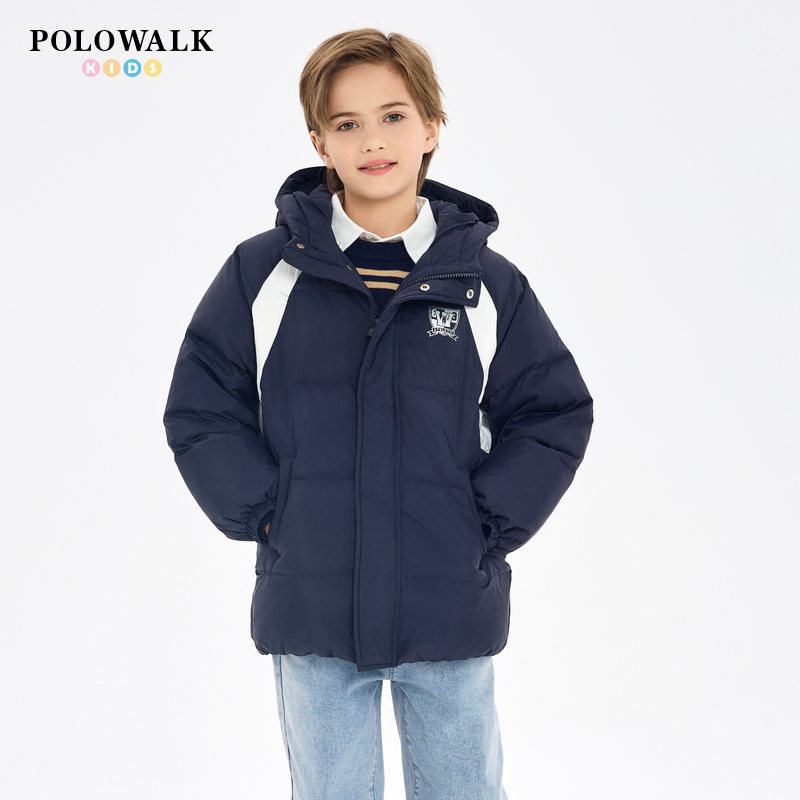 POLOWALK男童加绒连帽90绒羽绒服