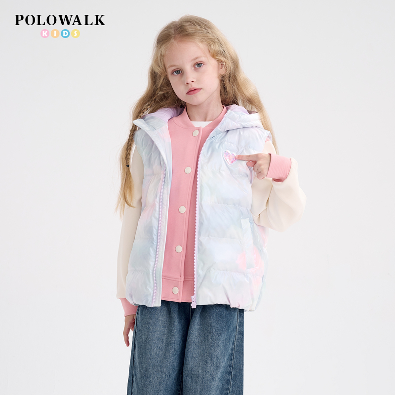 POLOWALK男女童羽绒马甲背心
