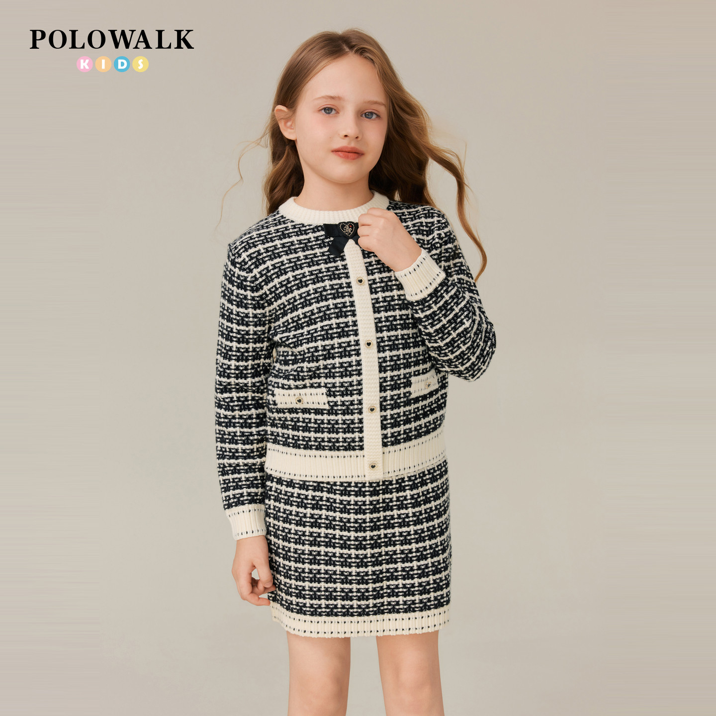 POLOWALK童装女童长袖套装秋冬新款2025小香风两件套外套短裙,童装/婴儿装/亲子装,套装,淘宝优惠券,粉丝福利购,淘宝优惠卷