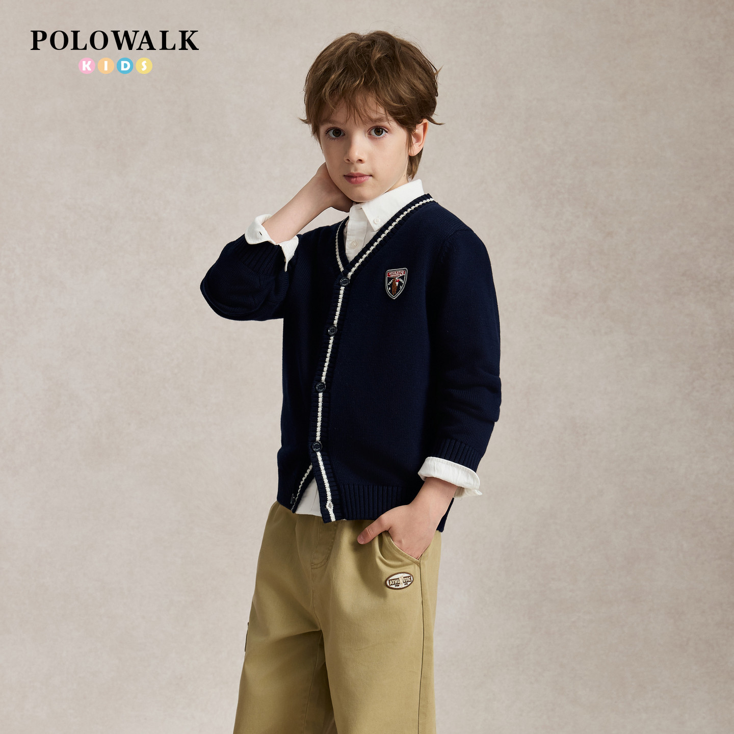 POLOWALK男童针织衫薄款V领开衫图片