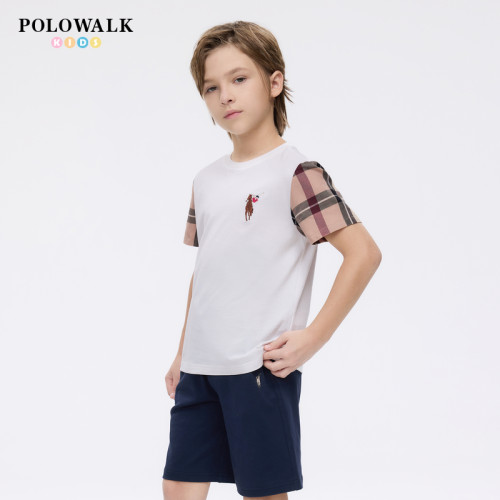 POLOWALK童装男童纯棉短袖T恤