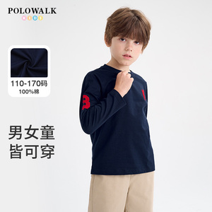 POLOWALK圆领长袖纯棉T恤