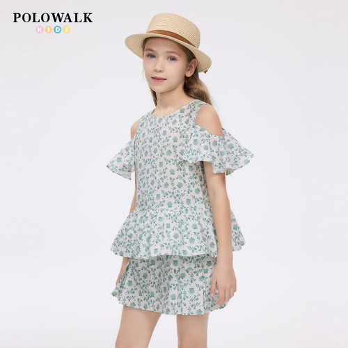 POLOWALK女童短袖衬衫梭织上衣