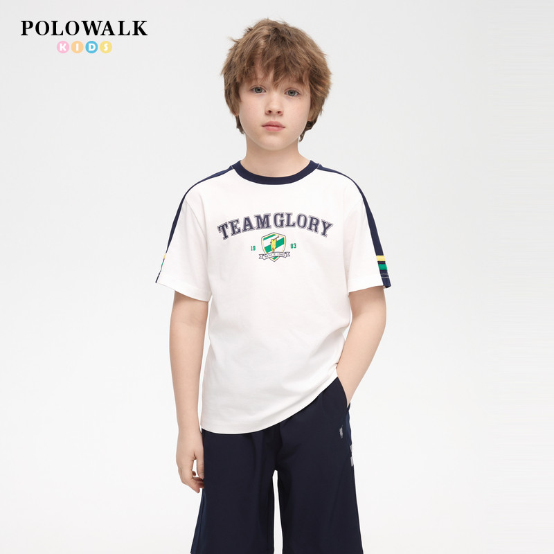 【莱赛尔面料】POLOWALK童装男童短袖T恤2026夏新品圆领休闲上衣