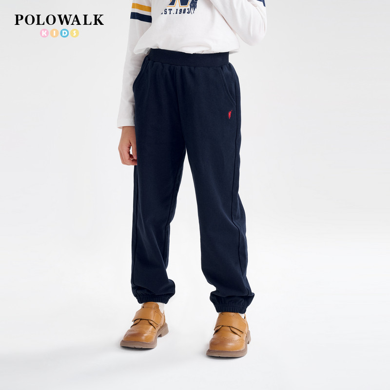 POLOWALK童装新品2026春季新款男童小毛圈运动美式休闲卫裤束脚