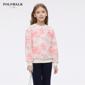 圆领小毛圈花卉印花百搭上衣 新品 POLOWALK童装 女童卫衣2026年春季