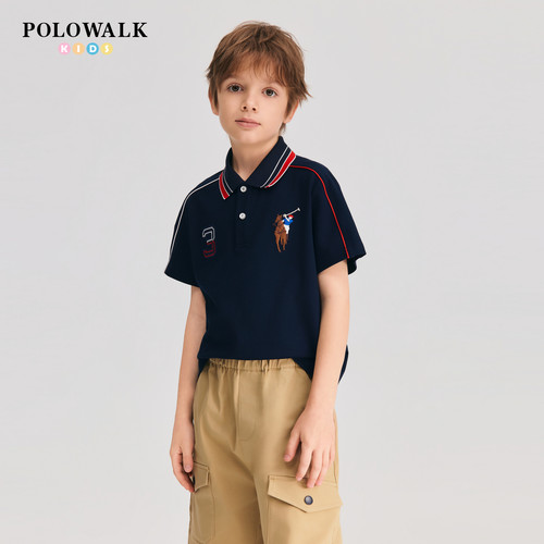 POLOWALK男童短袖T恤时尚翻领