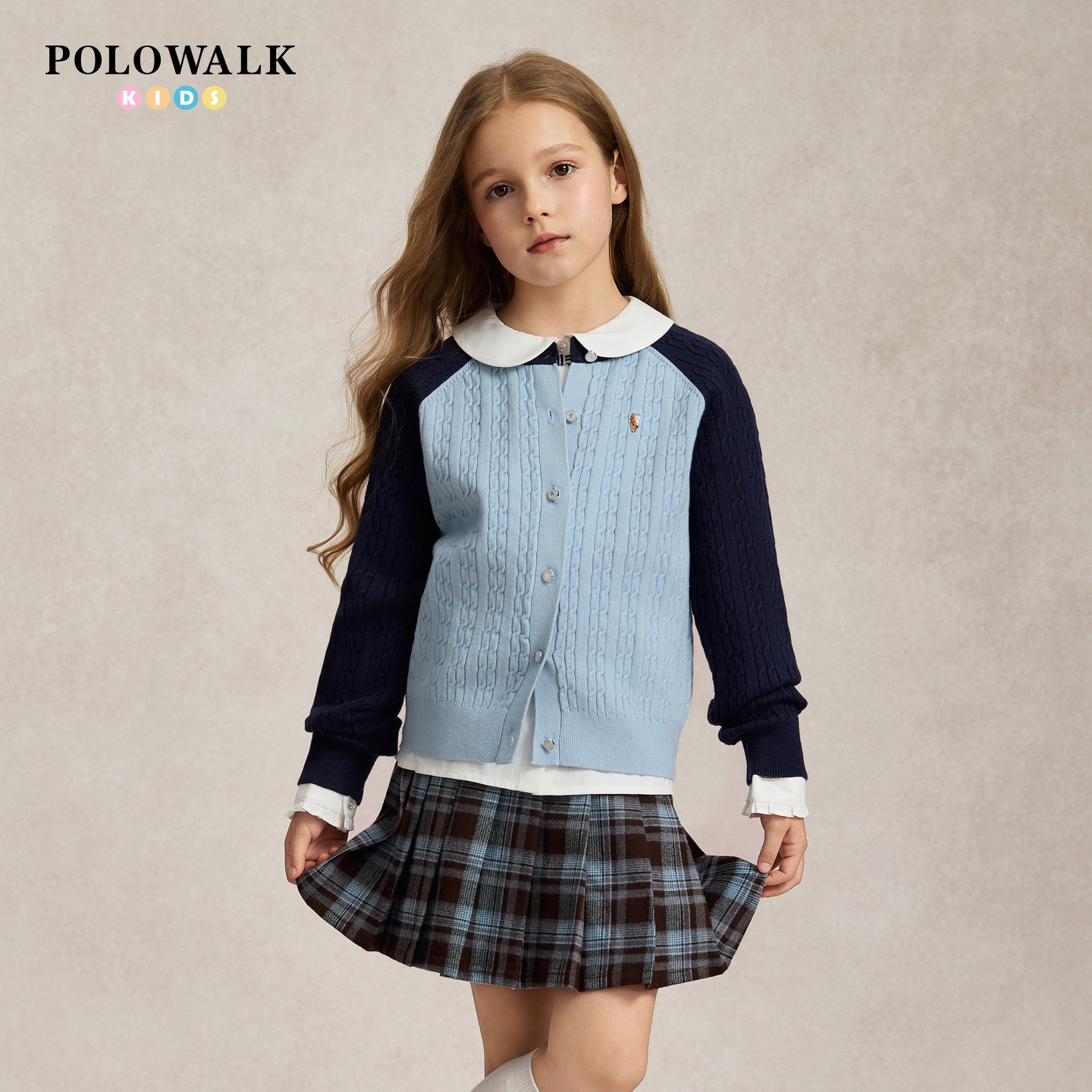 POLOWALK女童针织衫圆领开衫图片