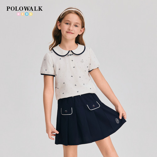 POLOWALK女童短袖T恤翻领上衣