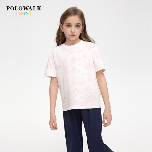 POLOWALK女童短袖T恤圆领打底衫
