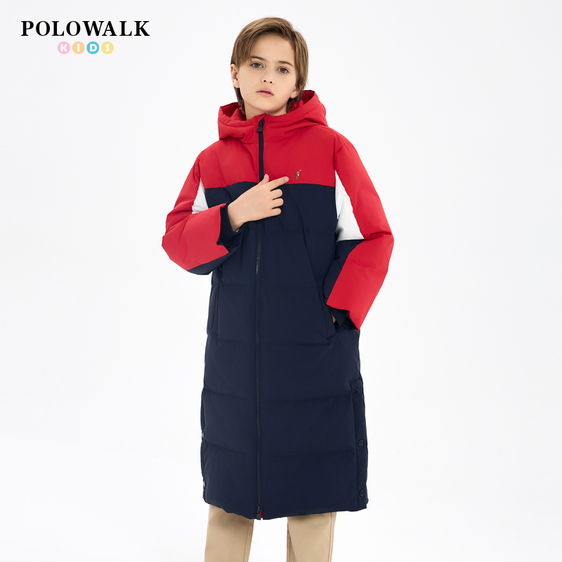 POLOWALK男童中长款保暖羽绒服