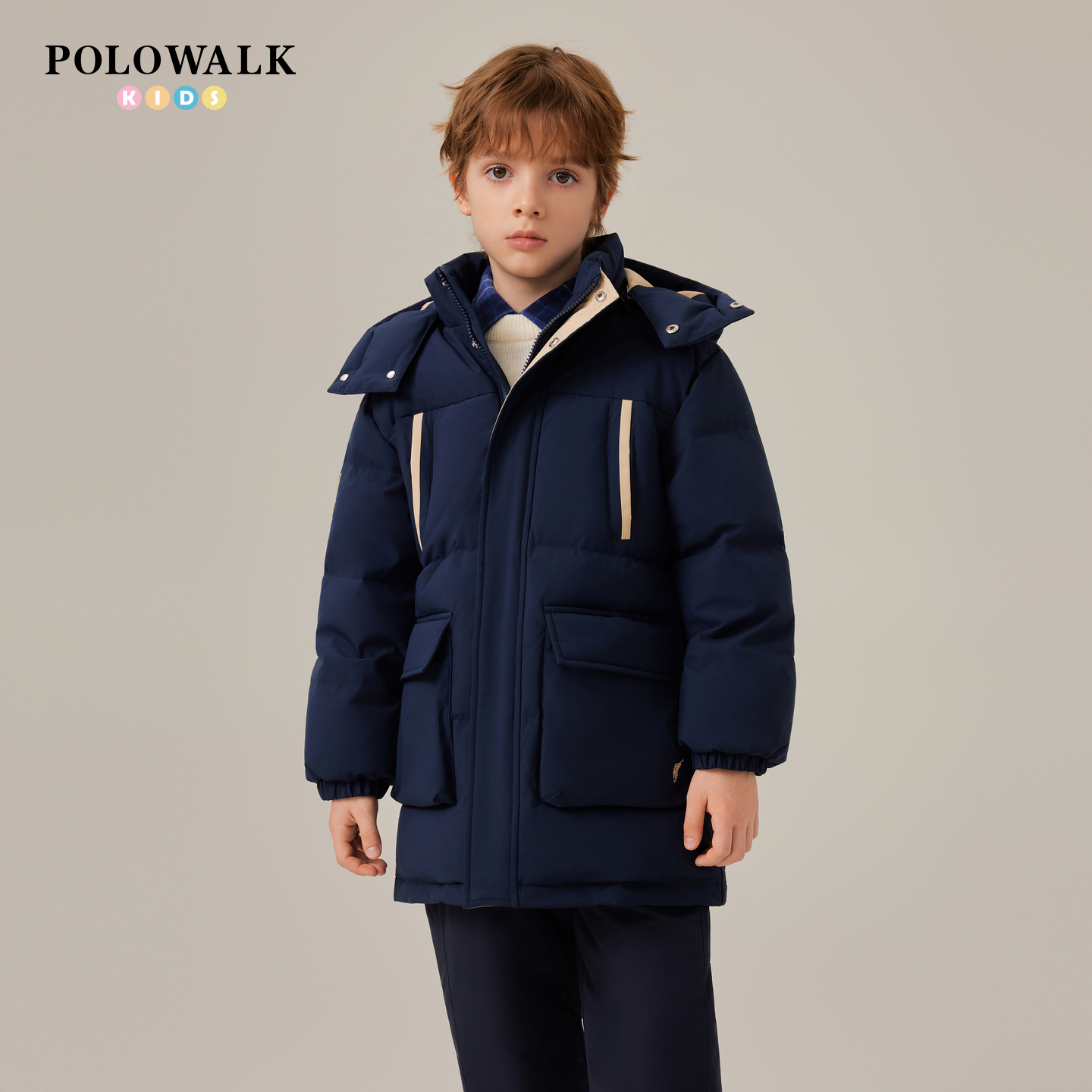 POLOWALK童装男童羽绒服中长款
