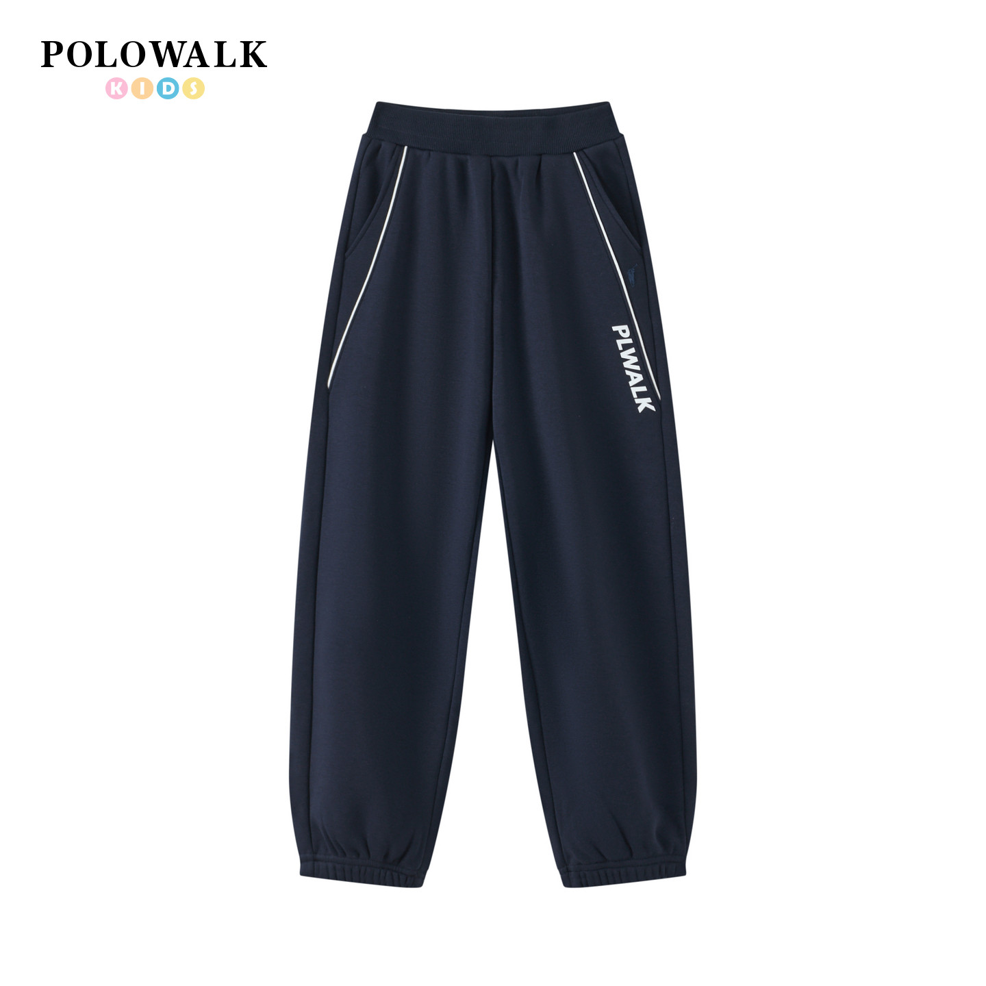 POLOWALK男童加绒卫裤2026秋冬新款儿童松紧腰束脚运动长裤童装