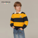 POLOWALK童装 男童卫衣2026春夏新品 翻领套头外套条纹休闲百搭上衣