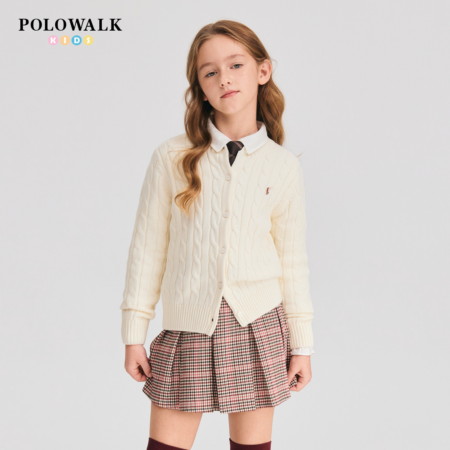 POLOWALK童装女童毛衣针织衫2026秋季新款学院风百搭上衣儿童衣服