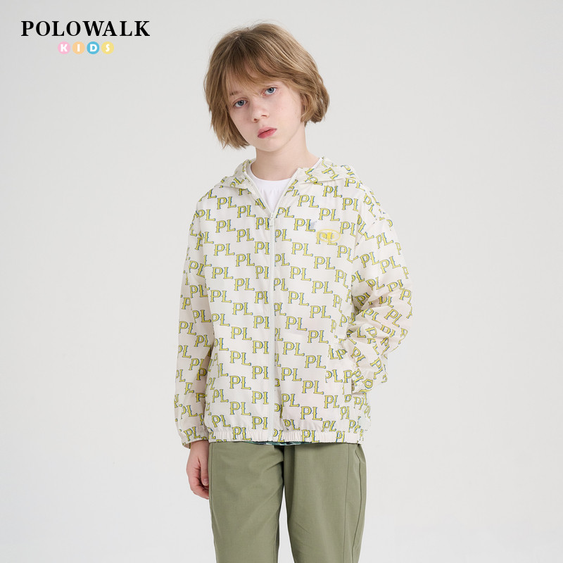 POLOWALK童装男童外套2026夏季新品轻薄连帽印花夏装休闲百搭上衣