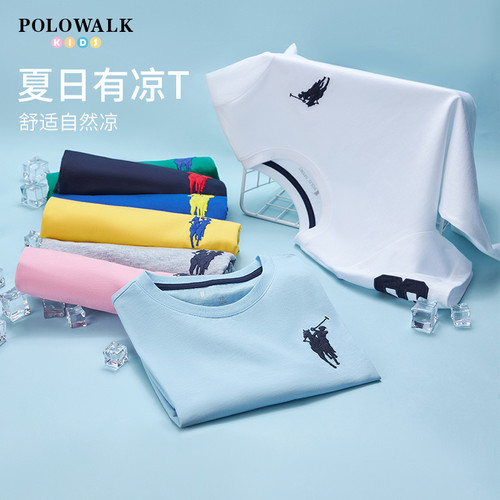 POLOWALK男童圆领纯棉T恤