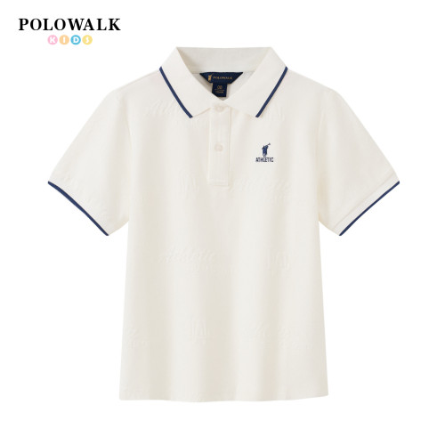 POLOWALK童装2026夏季新品男童短袖T恤时尚撞色翻领短款POLO衫