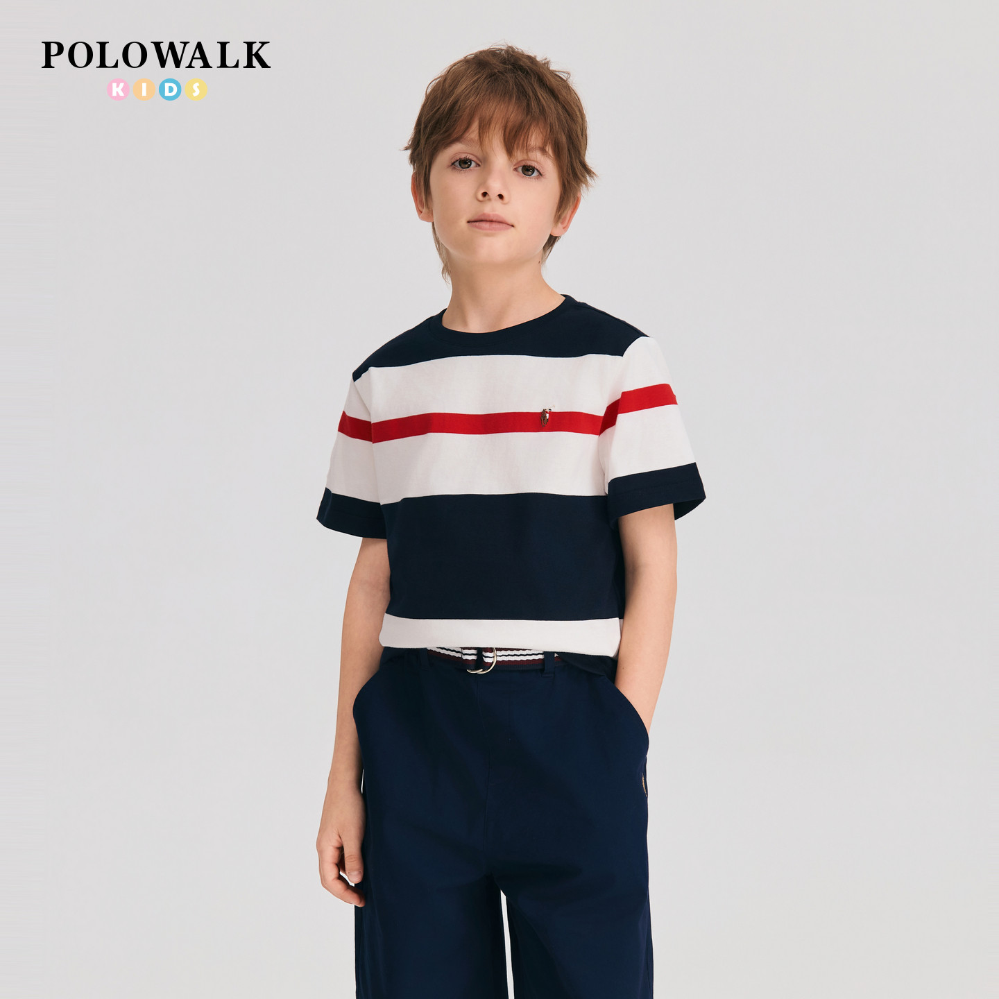 POLOWALK男童短袖T恤舒适圆领图片