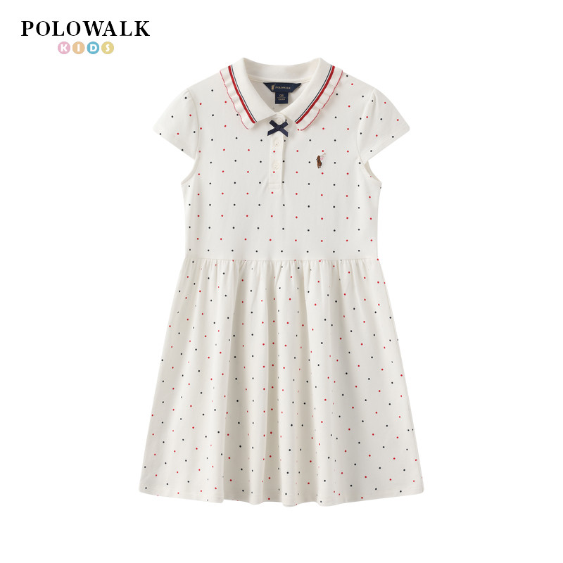 POLOWALK童装2026夏季新品女童连衣裙翻领洋气polo裙子儿童长裙
