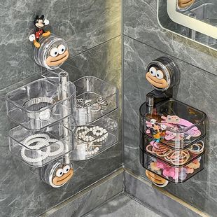 过滤网收纳盒吸盘旋转首饰盒展示架梳妆台项链耳环卫生间洗漱台耳